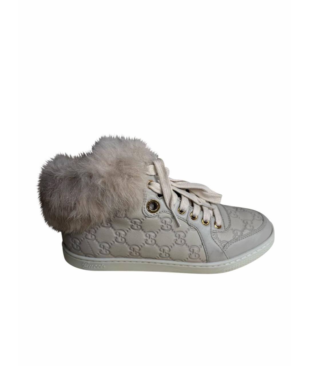 GUCCI Бежевые кожаные кеды, фото 1