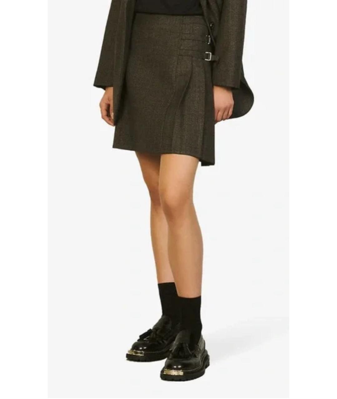 SANDRO Коричневая шерстяная юбка мини, фото 5