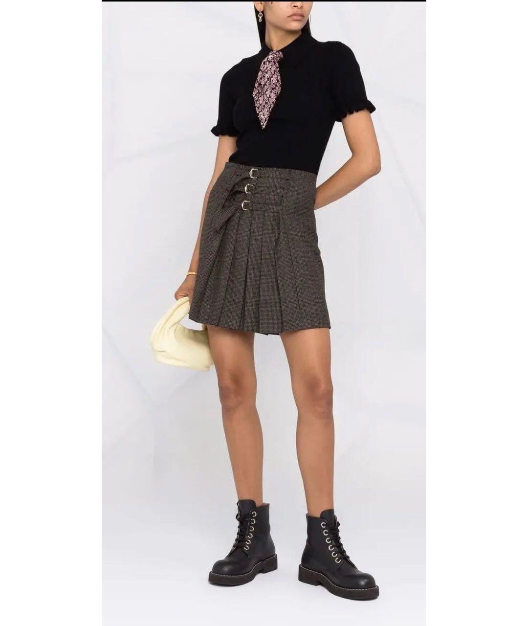 SANDRO Коричневая шерстяная юбка мини, фото 7