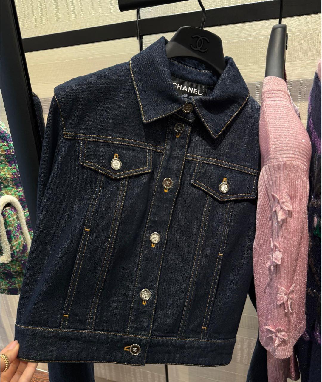 CHANEL Темно-синяя деним куртка, фото 3