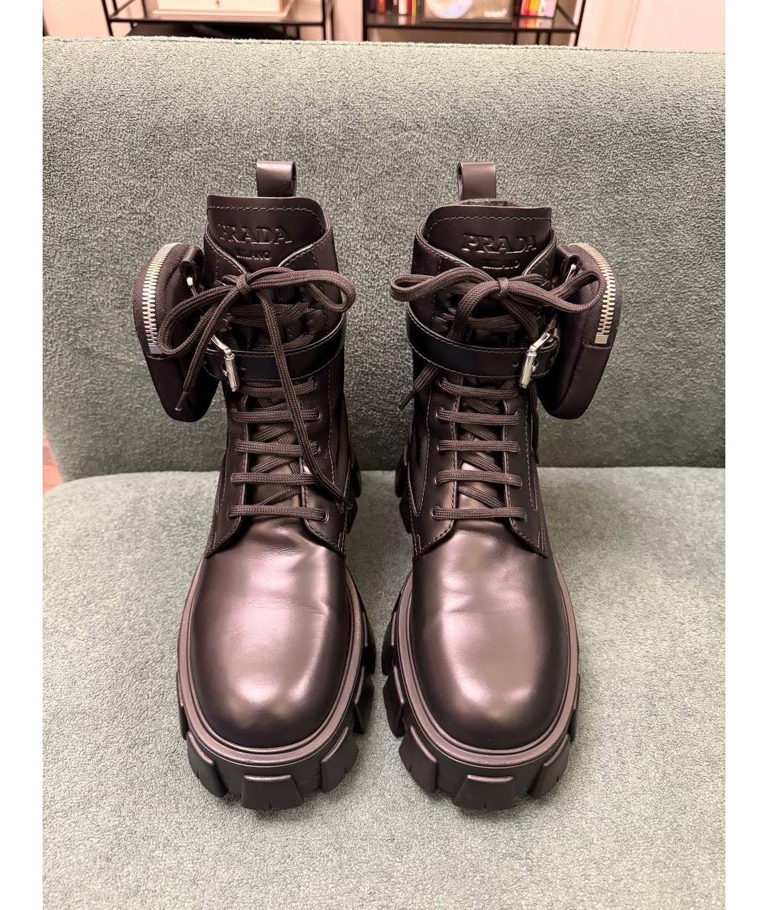 PRADA Черные кожаные ботинки, фото 2
