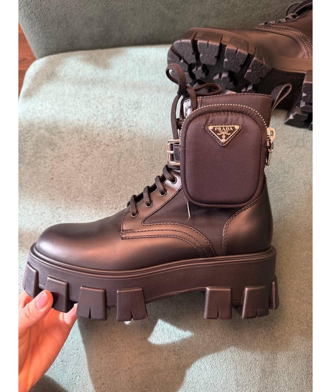 PRADA Черные кожаные ботинки, фото 8