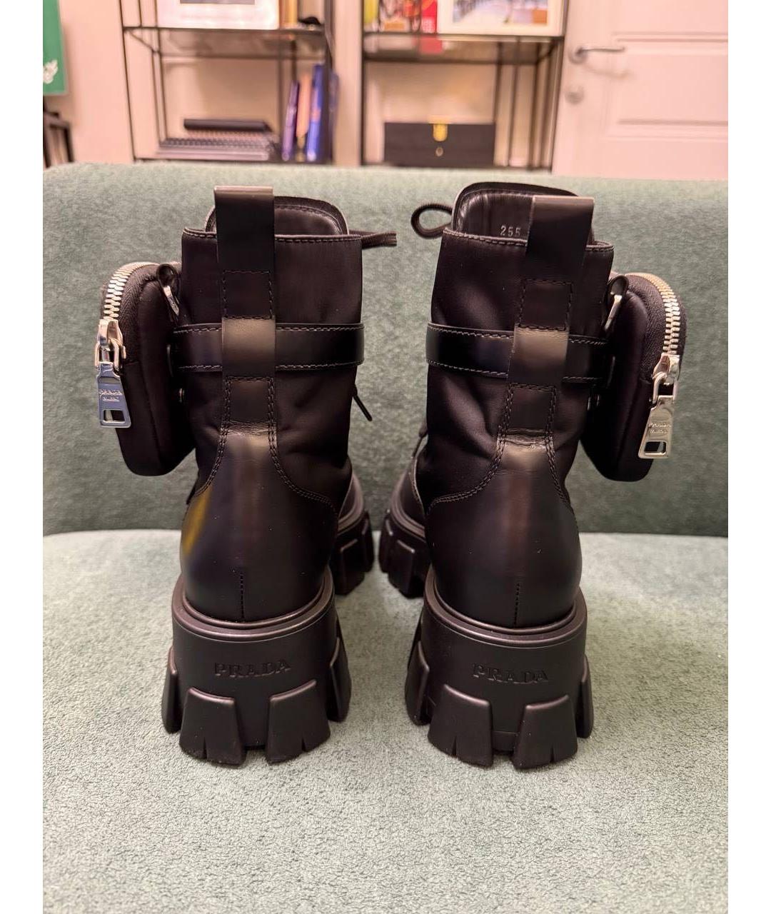 PRADA Черные кожаные ботинки, фото 4