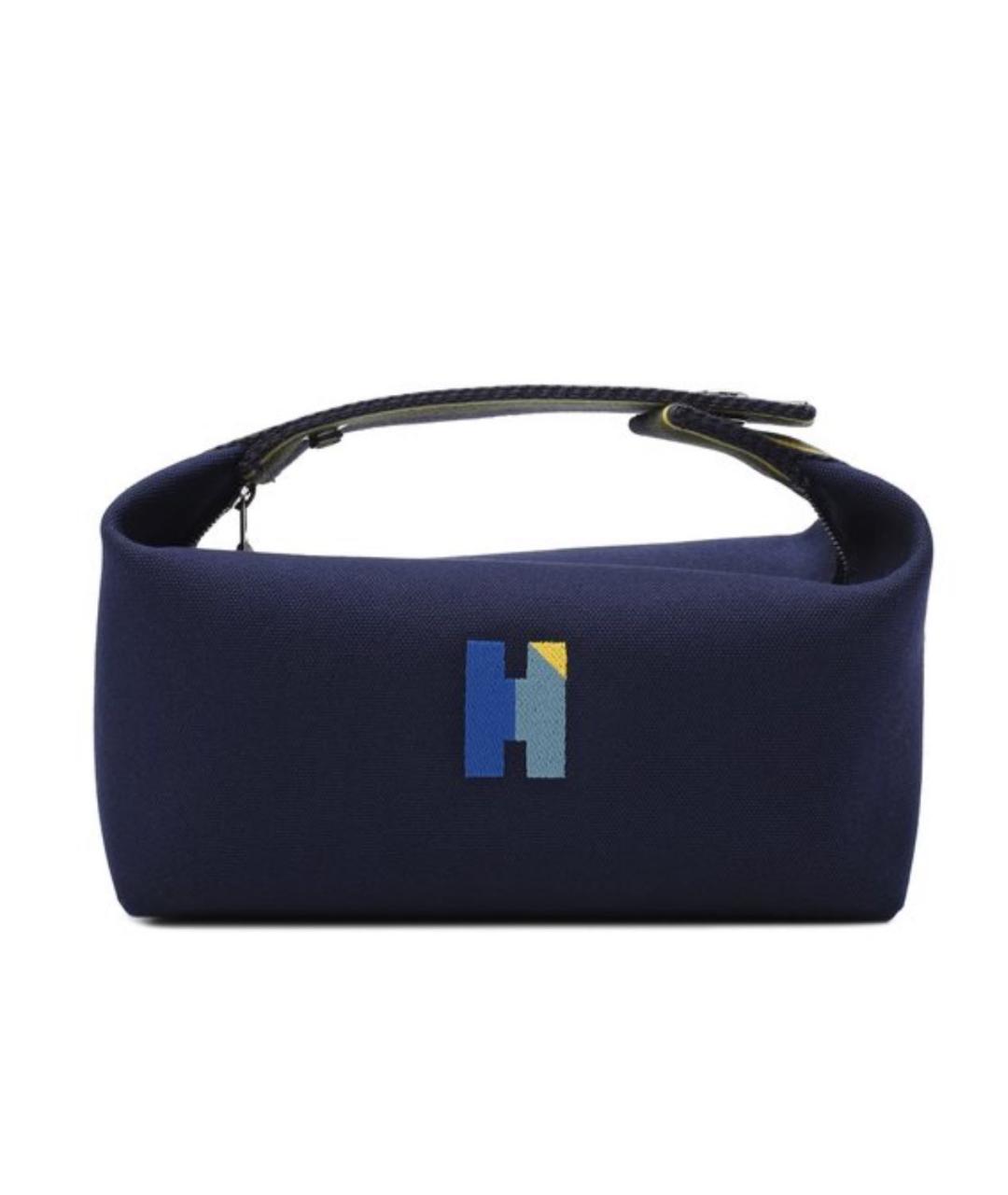 HERMES Темно-синяя тканевая косметичка, фото 1