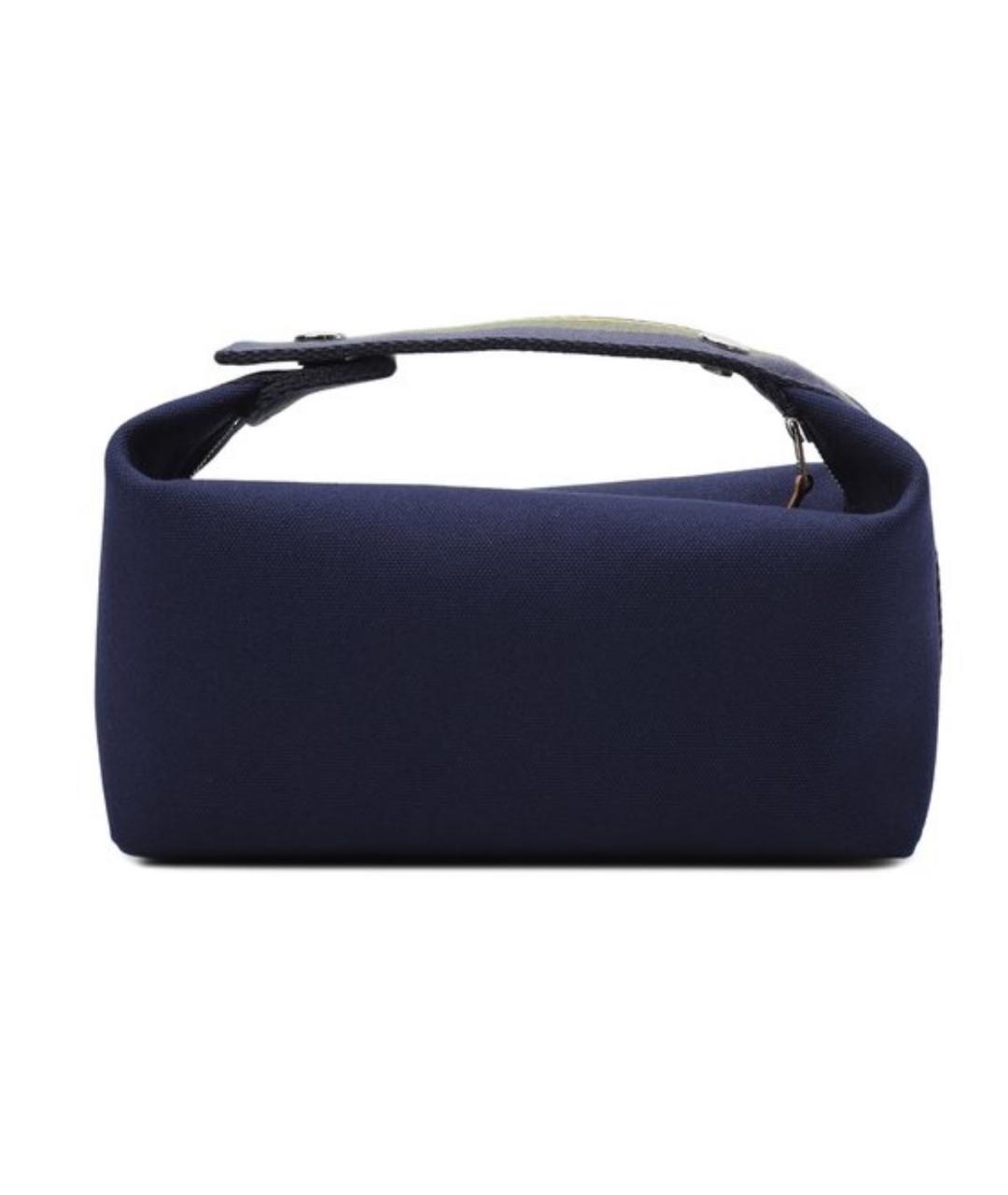HERMES Темно-синяя тканевая косметичка, фото 2