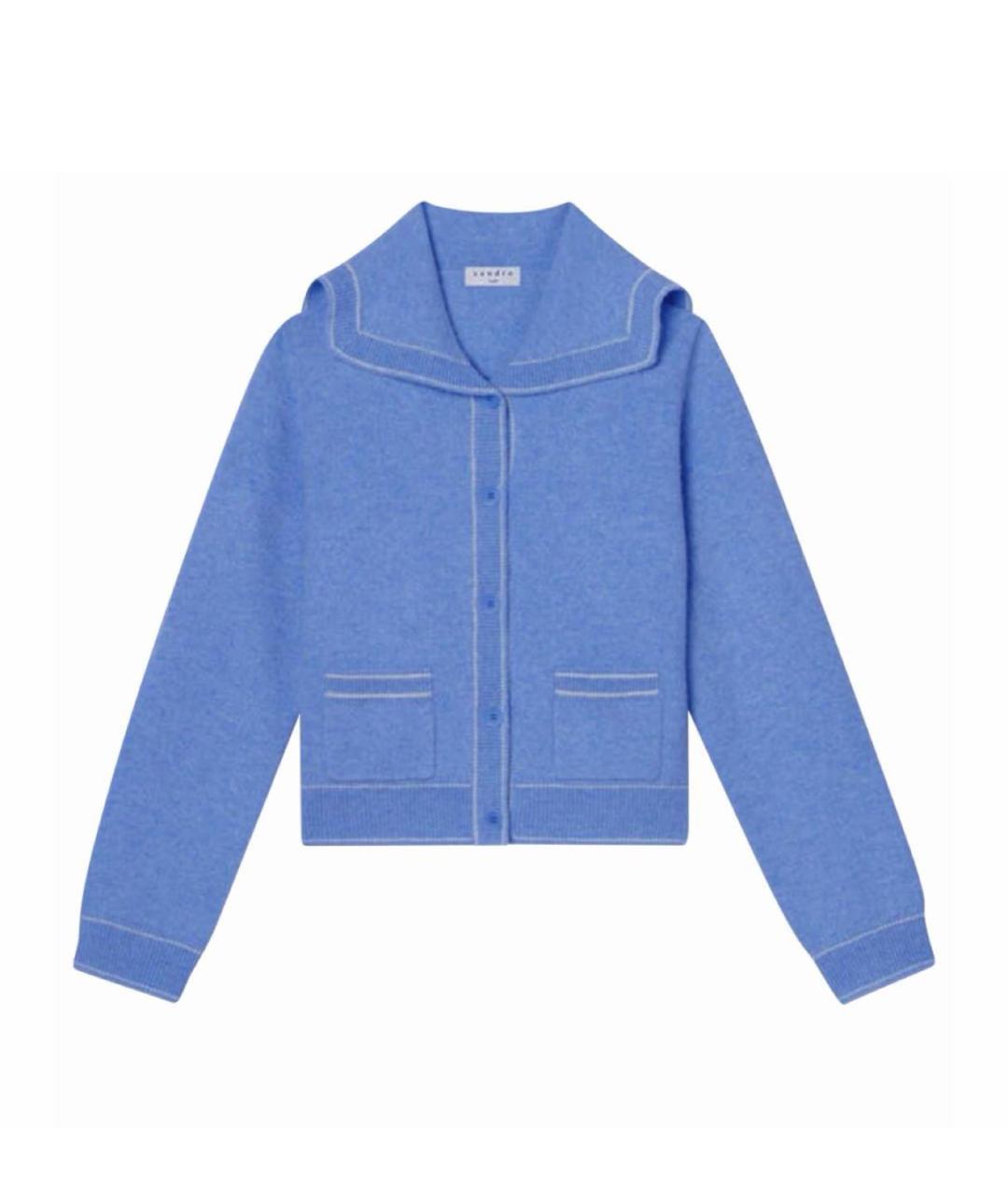 SANDRO Голубой шерстяной кардиган, фото 1