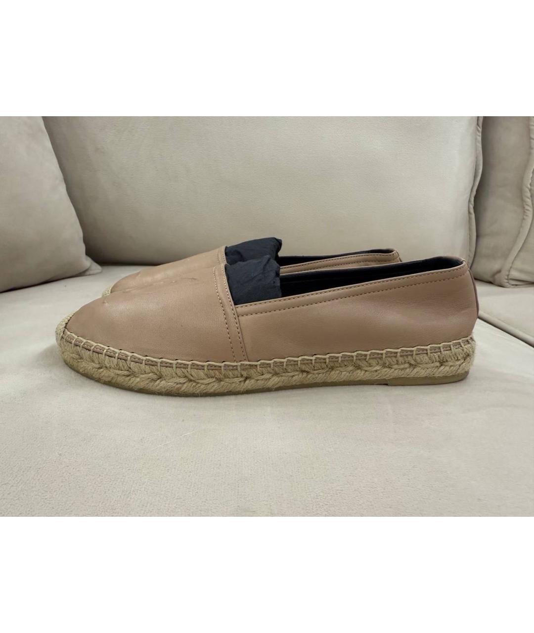 SAINT LAURENT Бежевые кожаные эспадрильи, фото 5