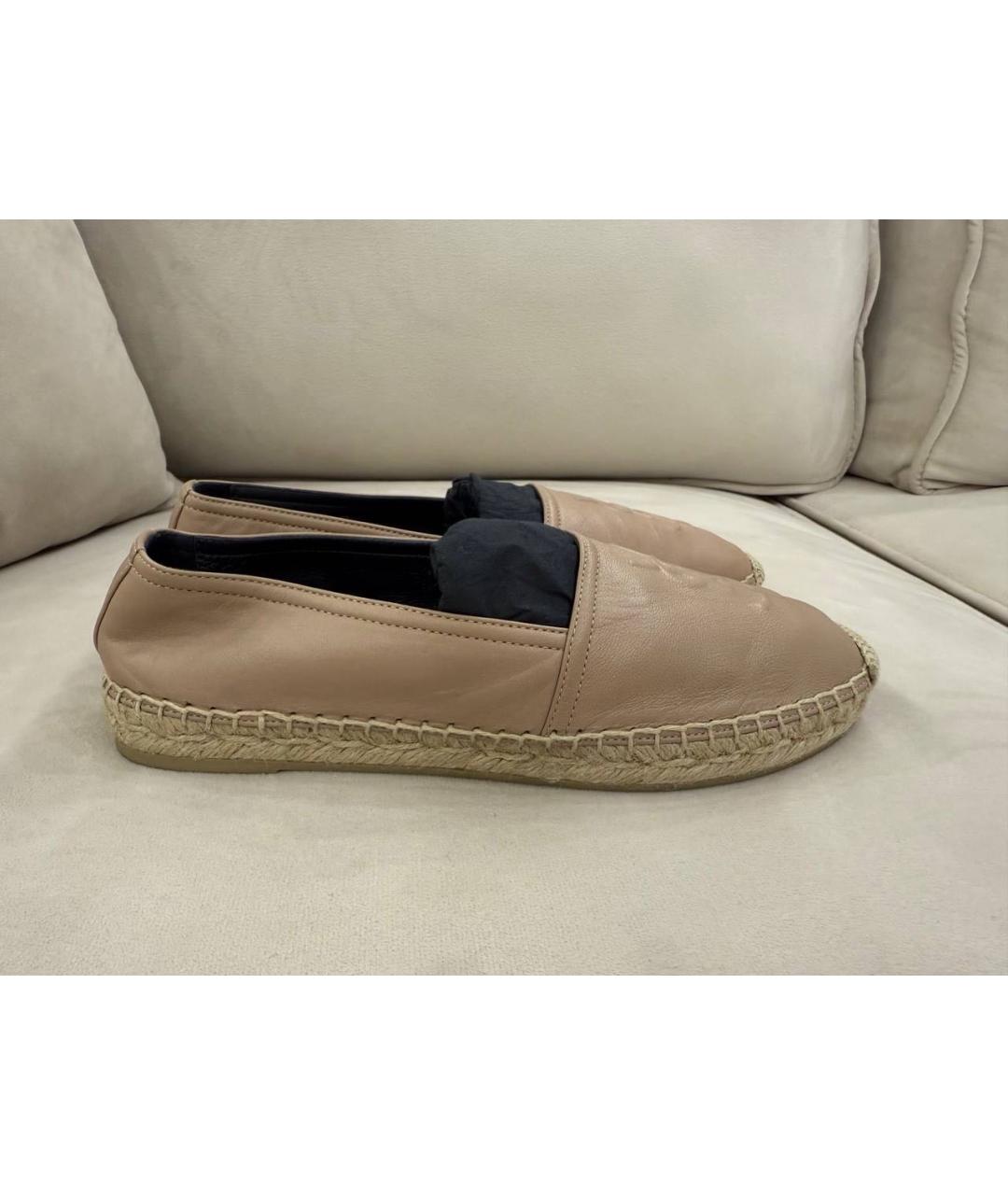 SAINT LAURENT Бежевые кожаные эспадрильи, фото 9