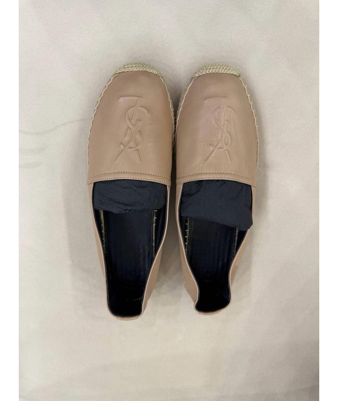 SAINT LAURENT Бежевые кожаные эспадрильи, фото 3
