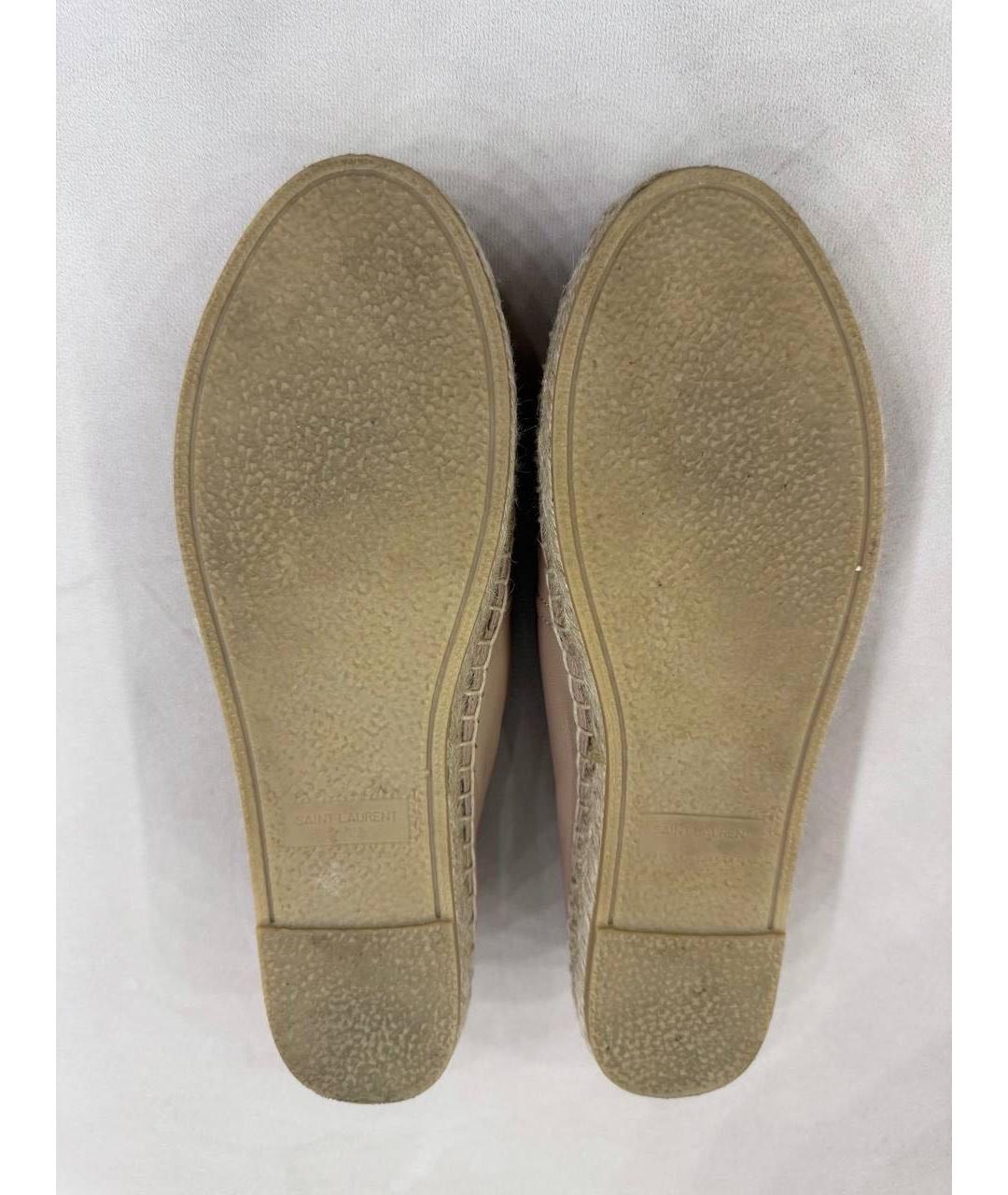 SAINT LAURENT Бежевые кожаные эспадрильи, фото 7