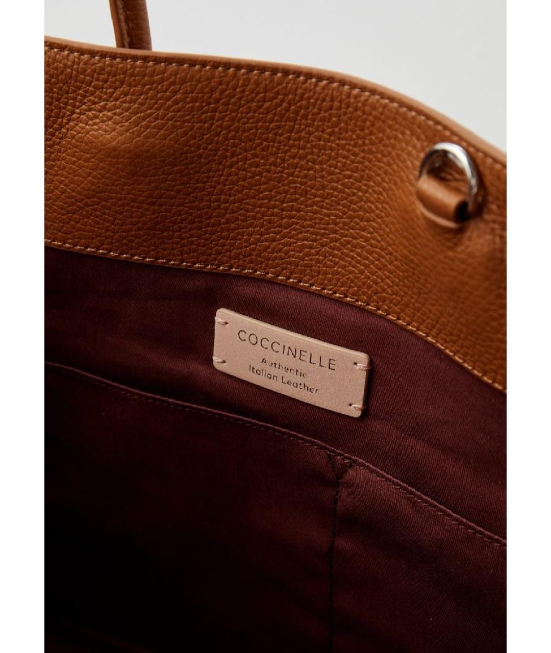 COCCINELLE Коричневая кожаная сумка тоут, фото 4