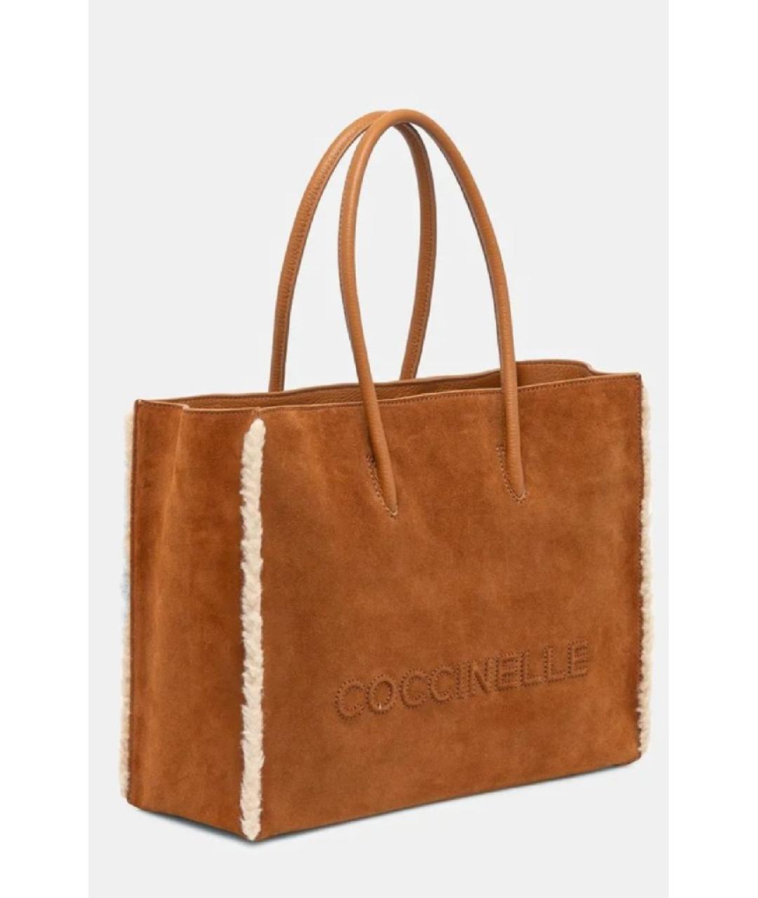 COCCINELLE Коричневая кожаная сумка тоут, фото 2