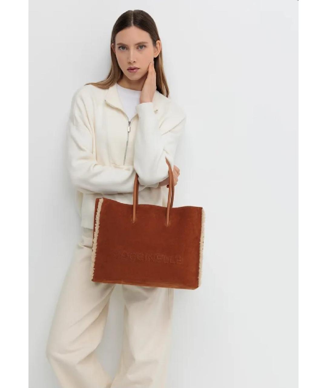 COCCINELLE Коричневая кожаная сумка тоут, фото 5