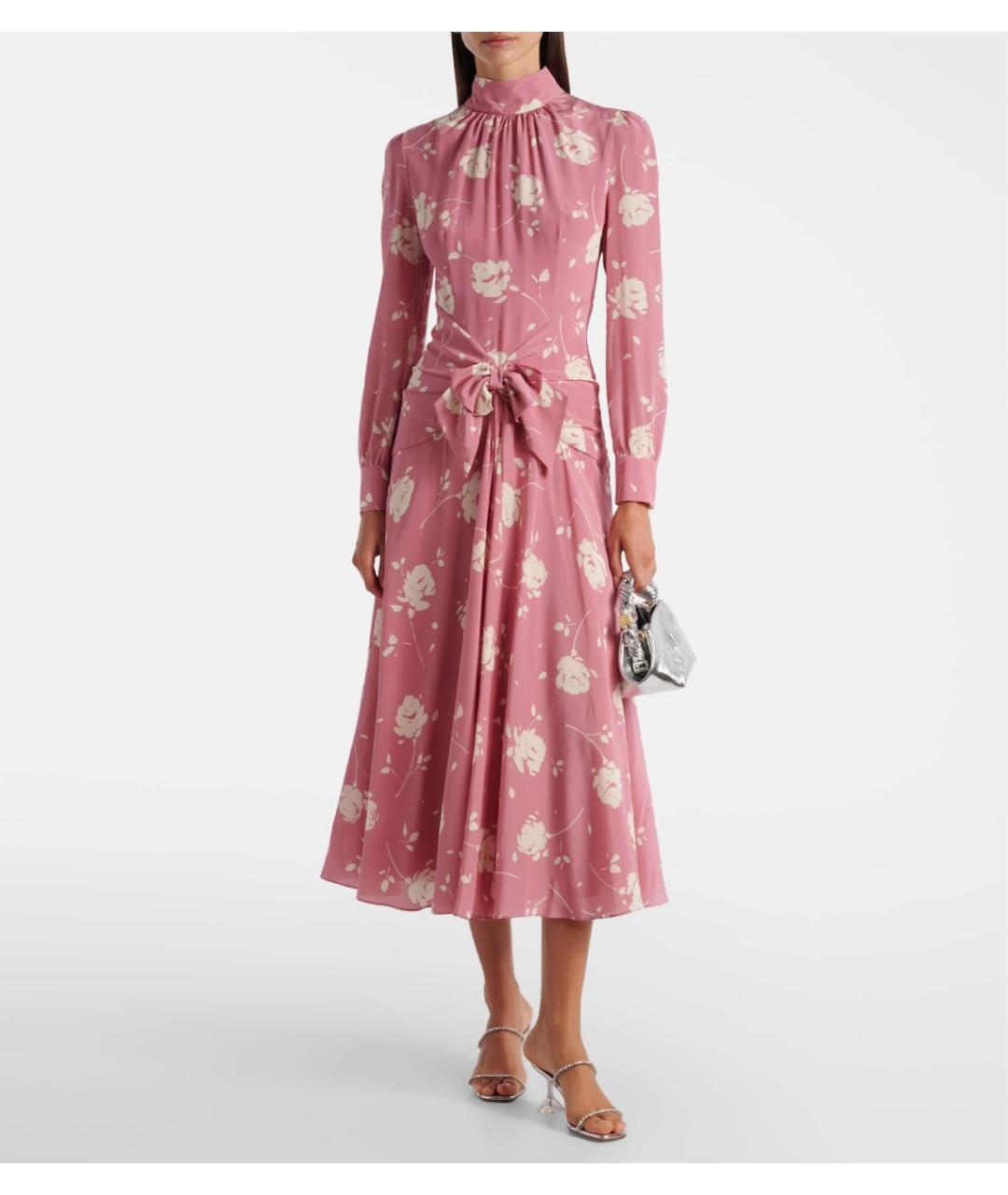 ALESSANDRA RICH Розовое шелковое коктейльное платье, фото 2