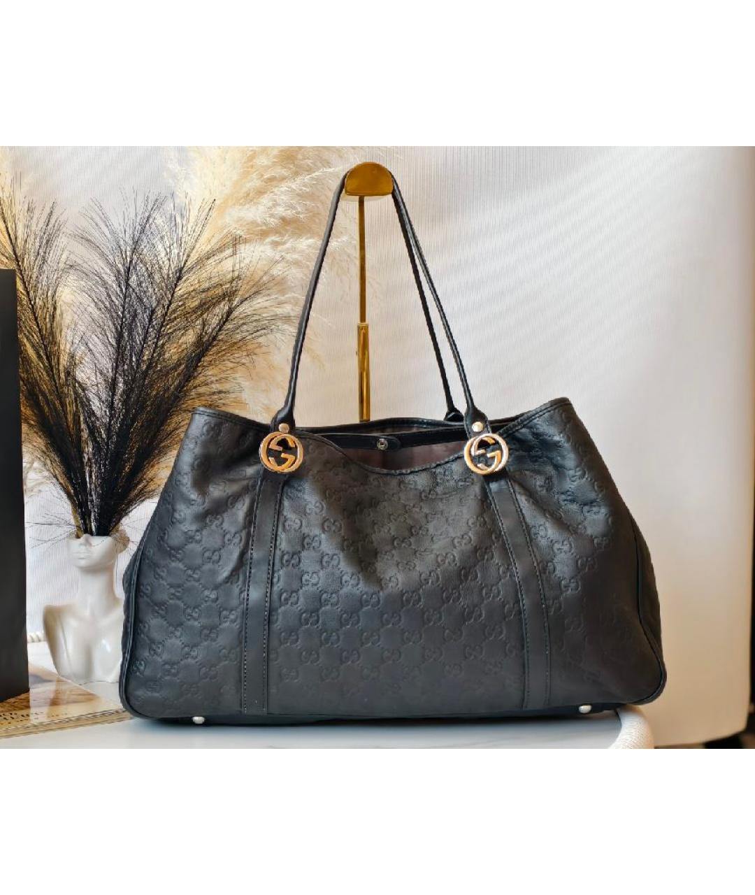 GUCCI Черная кожаная сумка с короткими ручками, фото 3