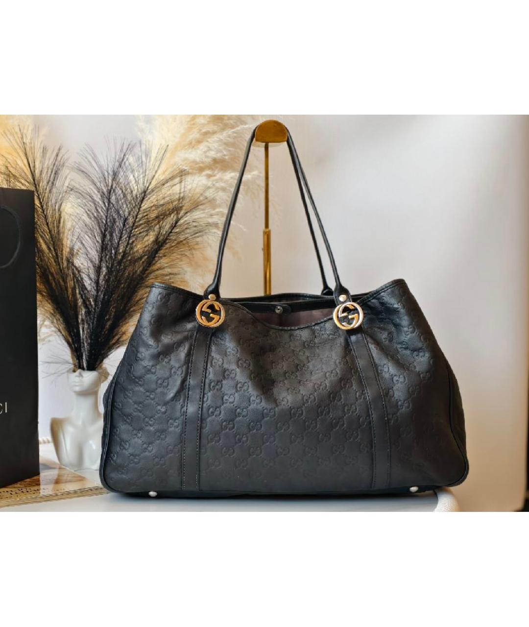 GUCCI Черная кожаная сумка с короткими ручками, фото 9