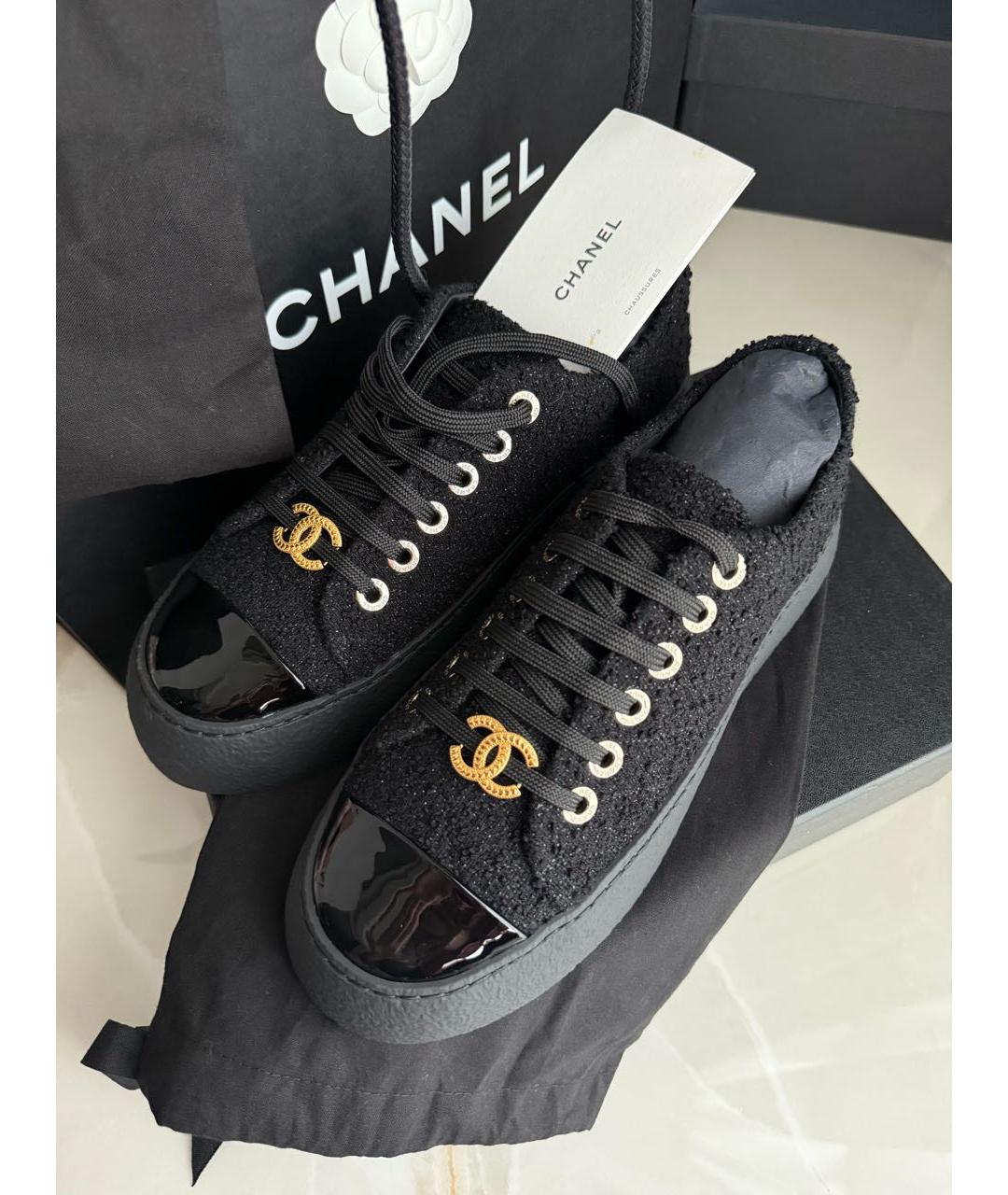 CHANEL Черные кожаные кеды, фото 2