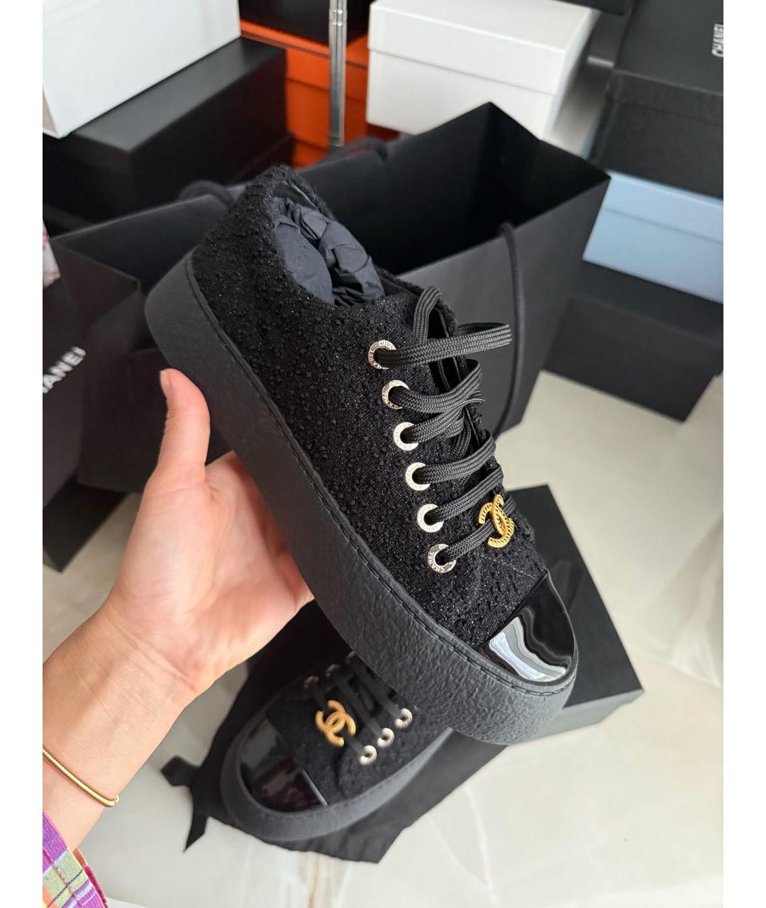 CHANEL Черные кожаные кеды, фото 3