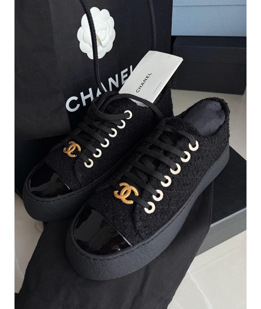 CHANEL Черные кожаные кеды, фото 5