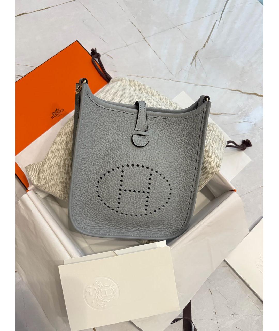 HERMES Серая кожаная сумка через плечо, фото 3