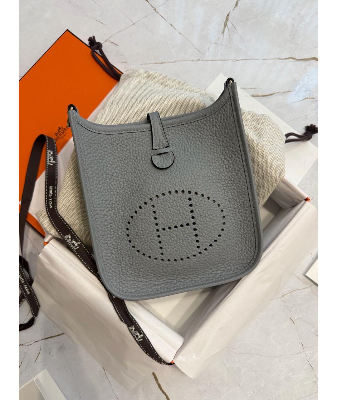 HERMES Серая кожаная сумка через плечо, фото 2