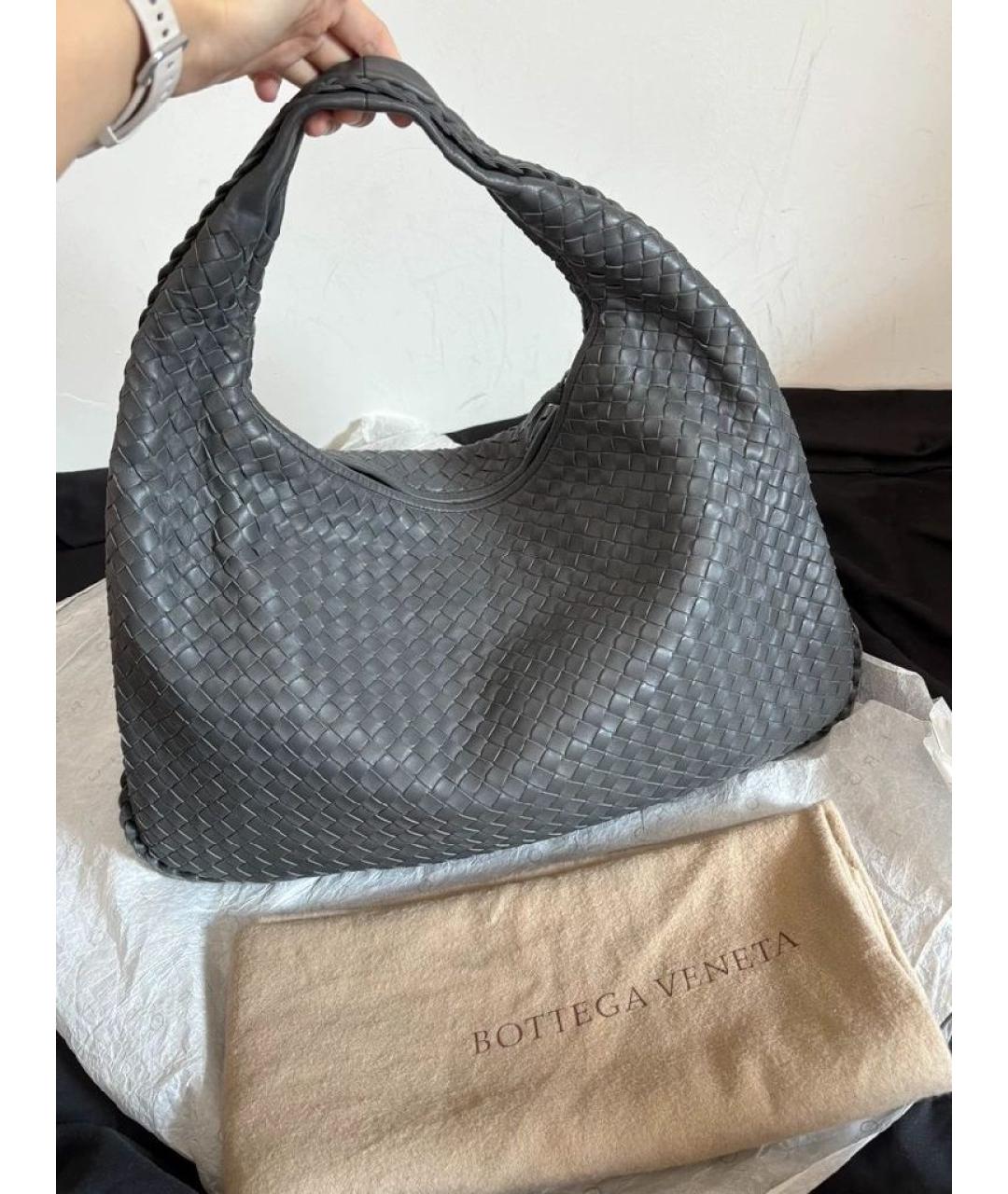 BOTTEGA VENETA Серая кожаная сумка через плечо, фото 3