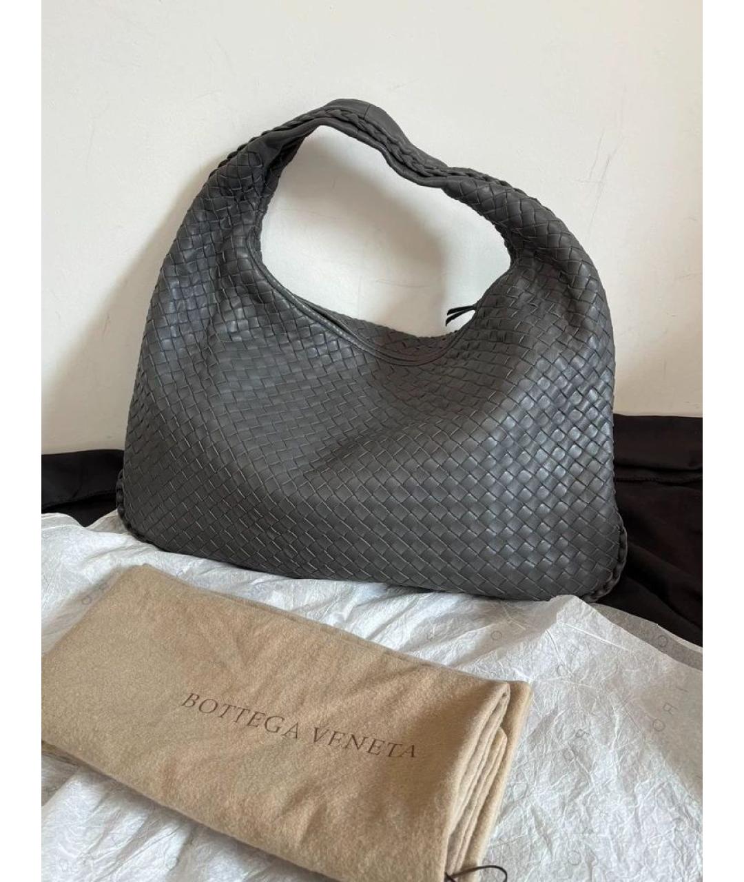 BOTTEGA VENETA Серая кожаная сумка через плечо, фото 6