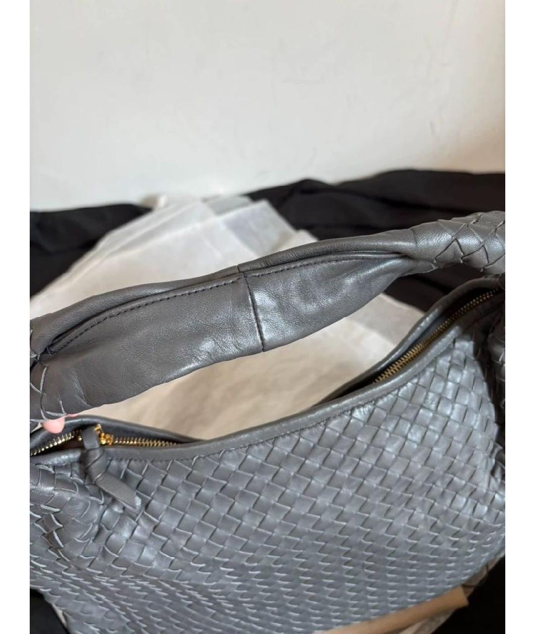 BOTTEGA VENETA Серая кожаная сумка через плечо, фото 2
