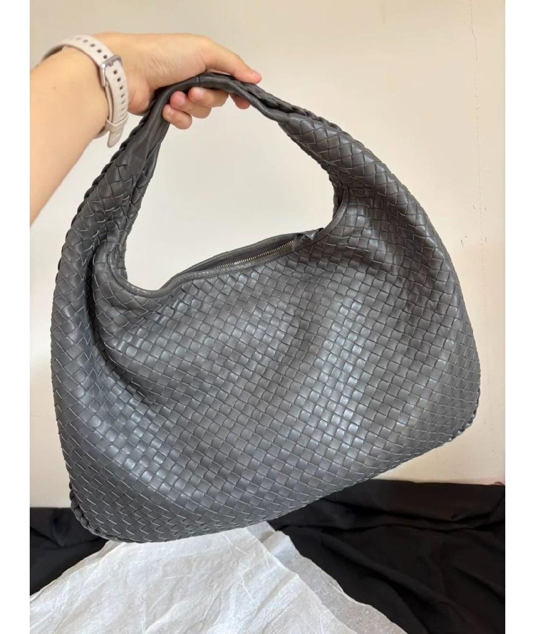 BOTTEGA VENETA Серая кожаная сумка через плечо, фото 7