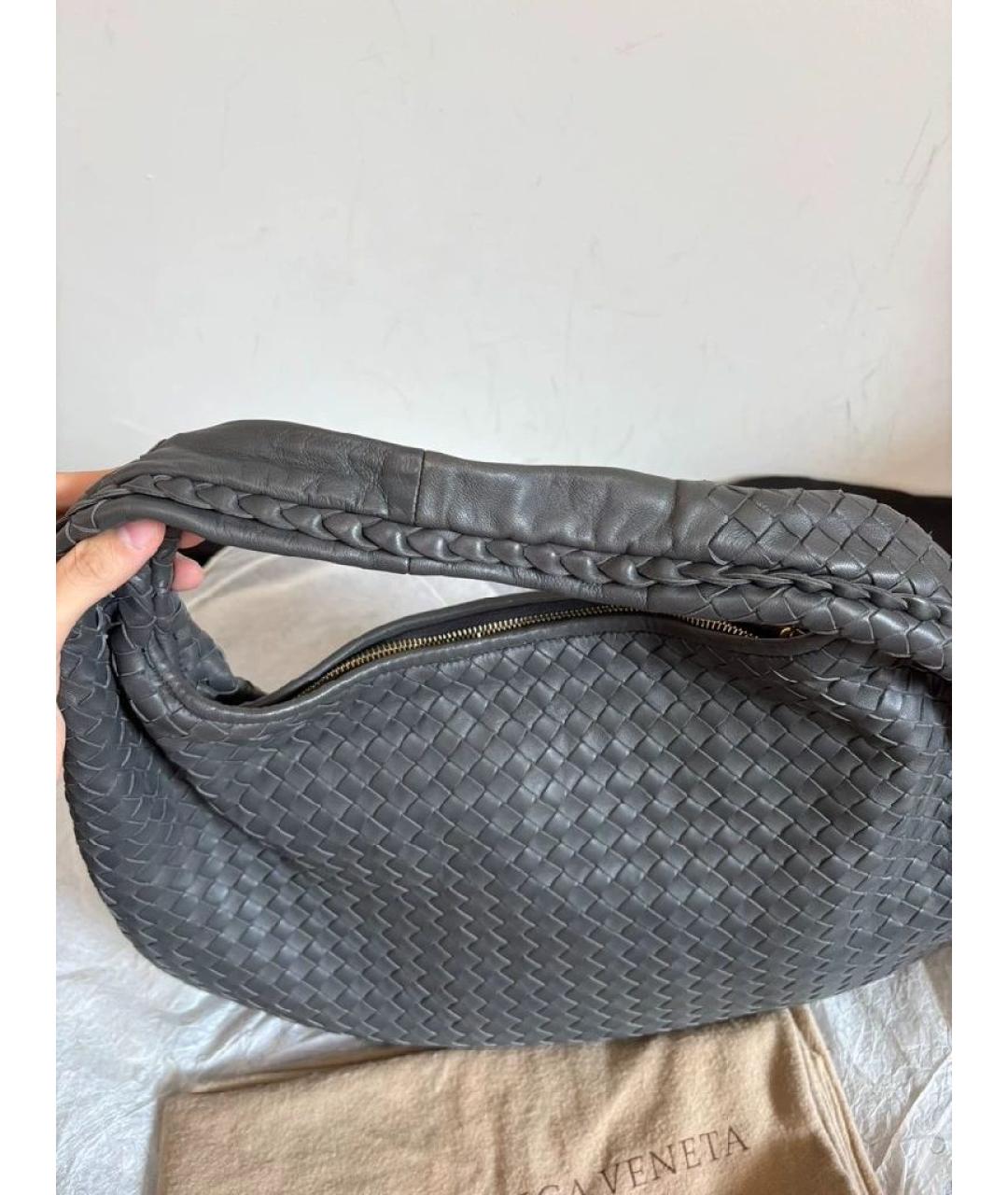 BOTTEGA VENETA Серая кожаная сумка через плечо, фото 5