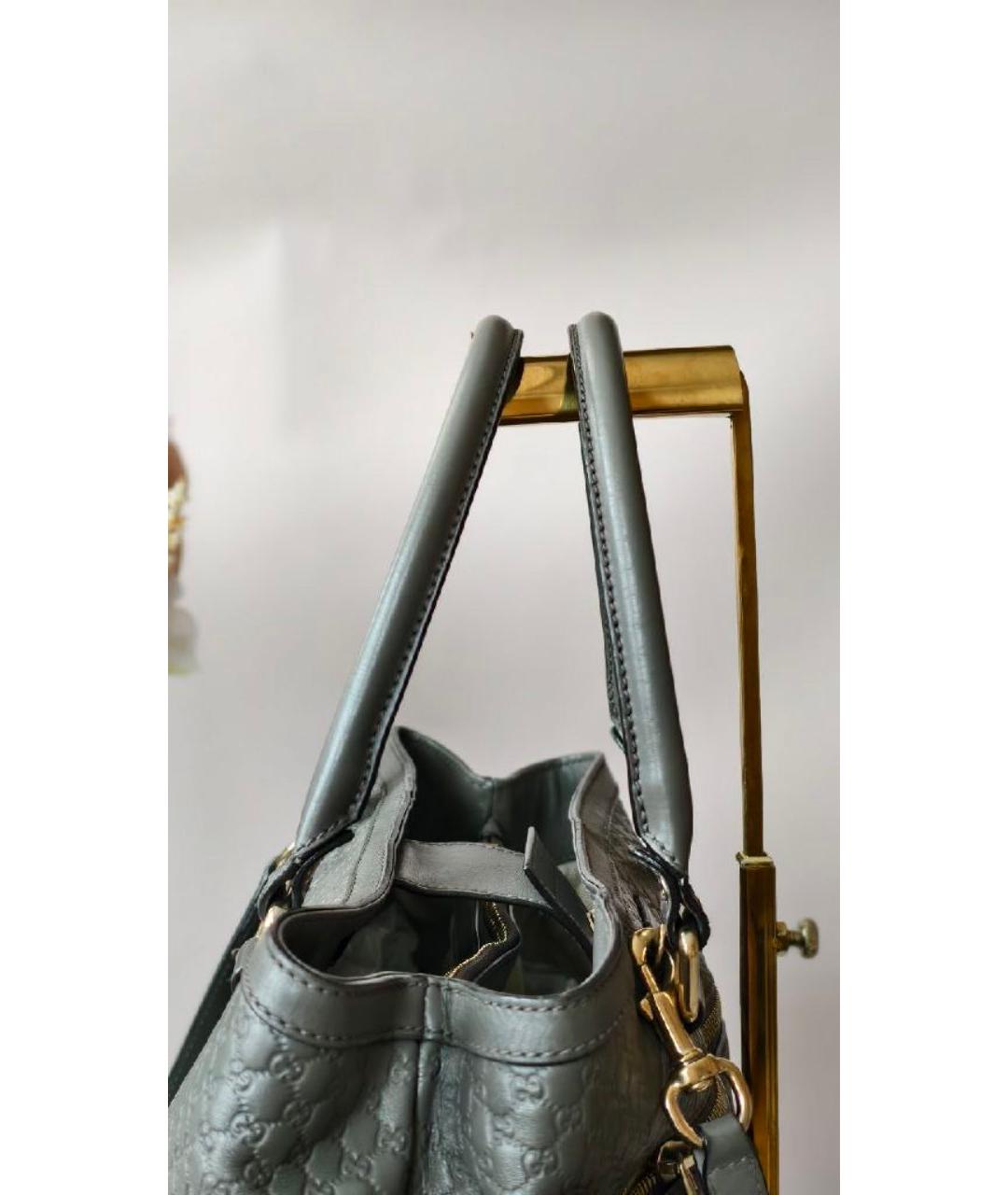 GUCCI Серая кожаная сумка с короткими ручками, фото 6