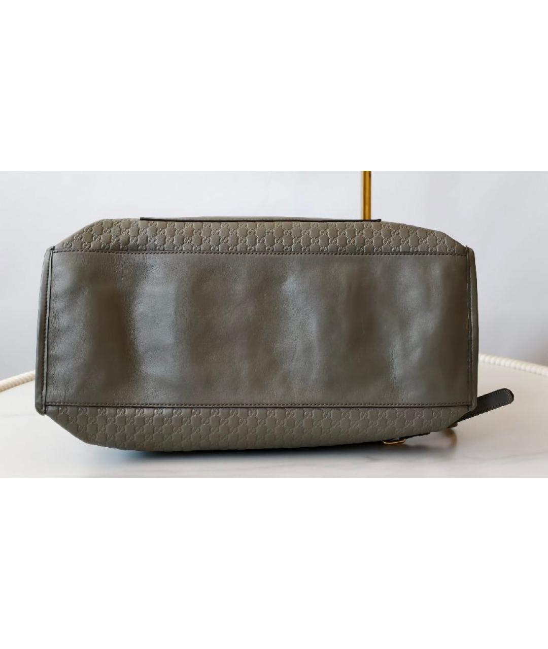 GUCCI Серая кожаная сумка с короткими ручками, фото 5