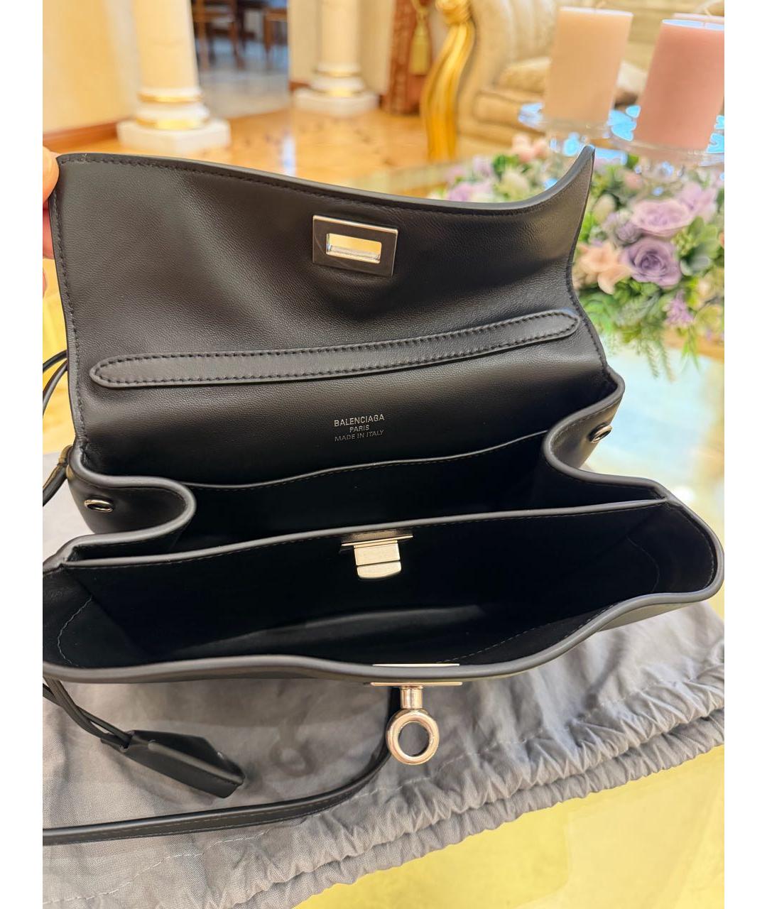 BALENCIAGA Черная кожаная сумка через плечо, фото 4