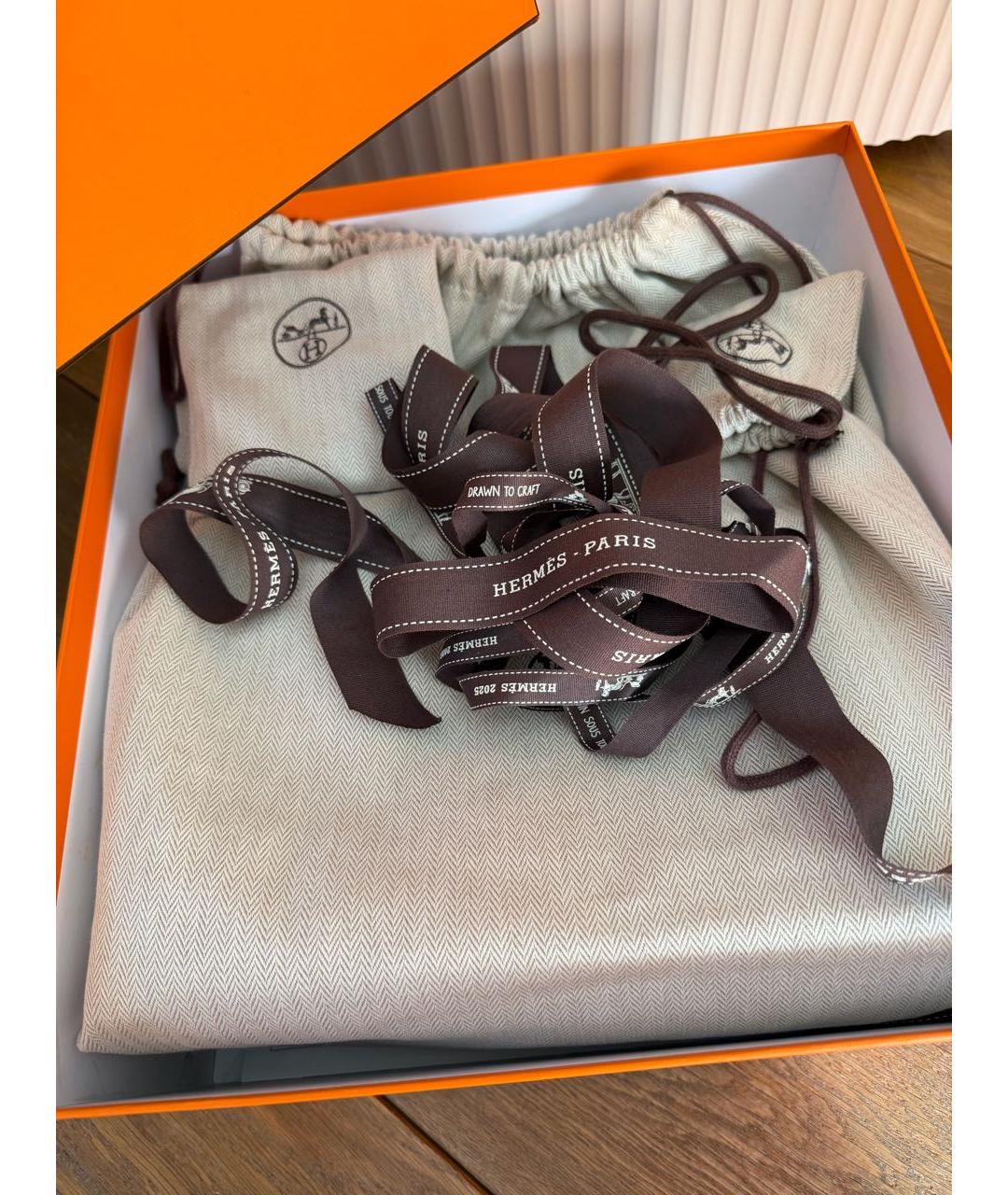 HERMES Коричневая кожаная сумка с короткими ручками, фото 8