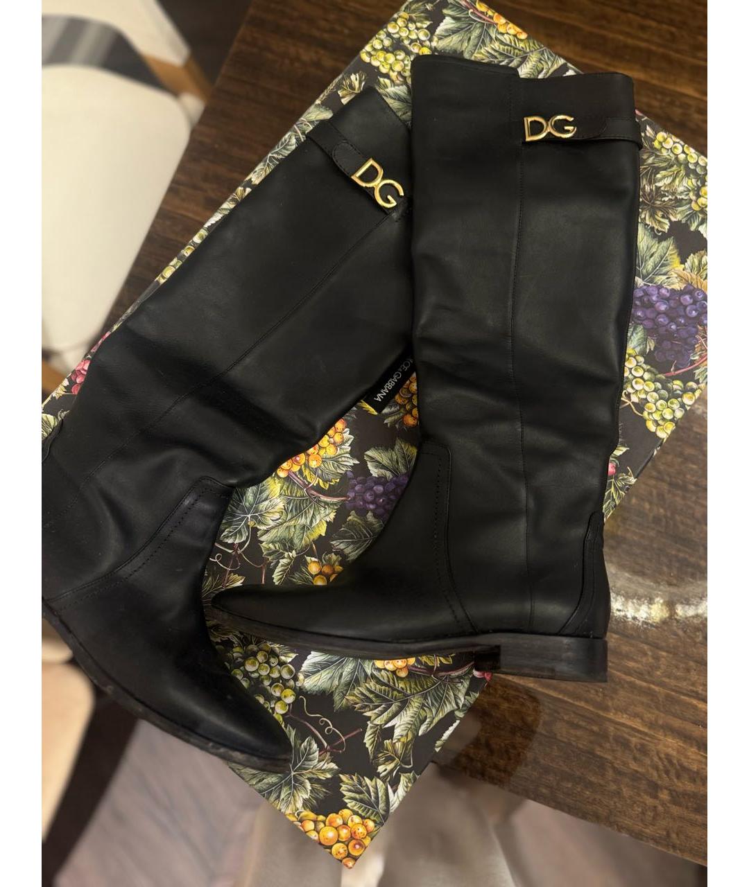 DOLCE&GABBANA Черные кожаные сапоги, фото 4