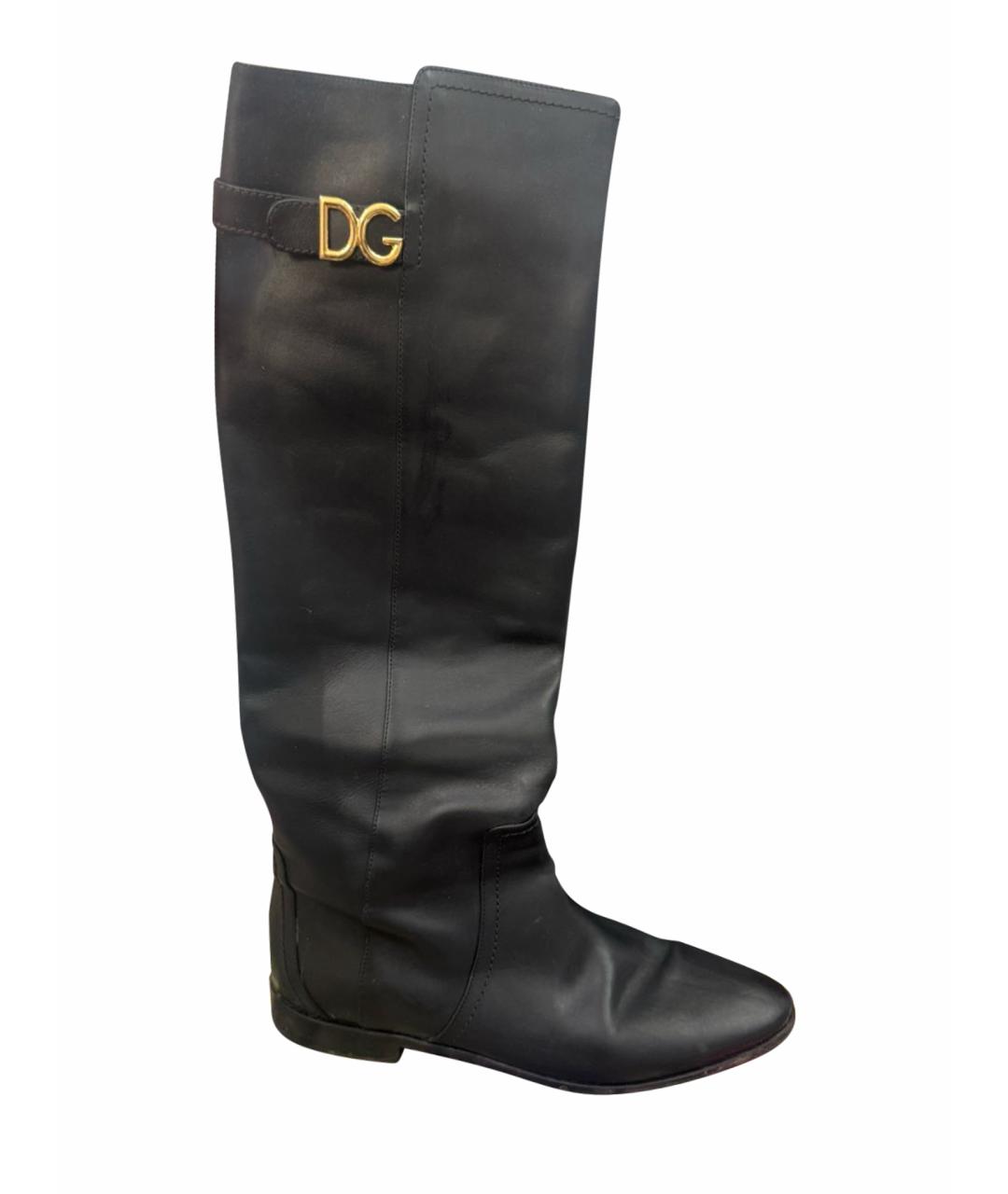 DOLCE&GABBANA Черные кожаные сапоги, фото 1