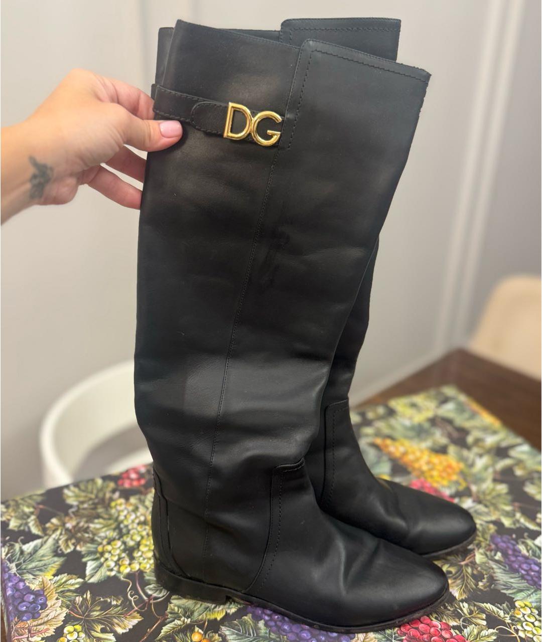 DOLCE&GABBANA Черные кожаные сапоги, фото 8