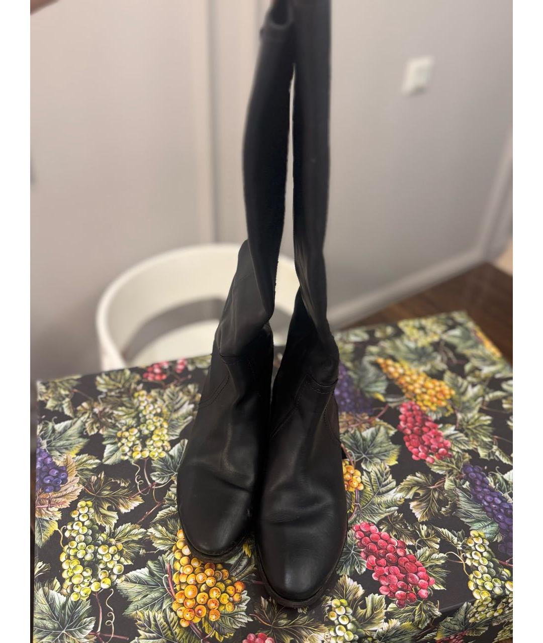 DOLCE&GABBANA Черные кожаные сапоги, фото 2