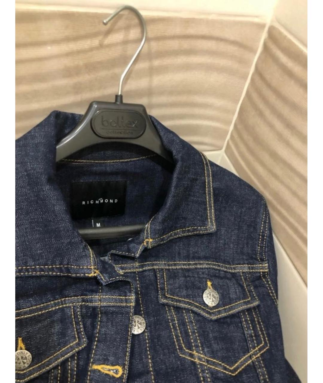 JOHN RICHMOND Темно-синяя хлопковая куртка, фото 5