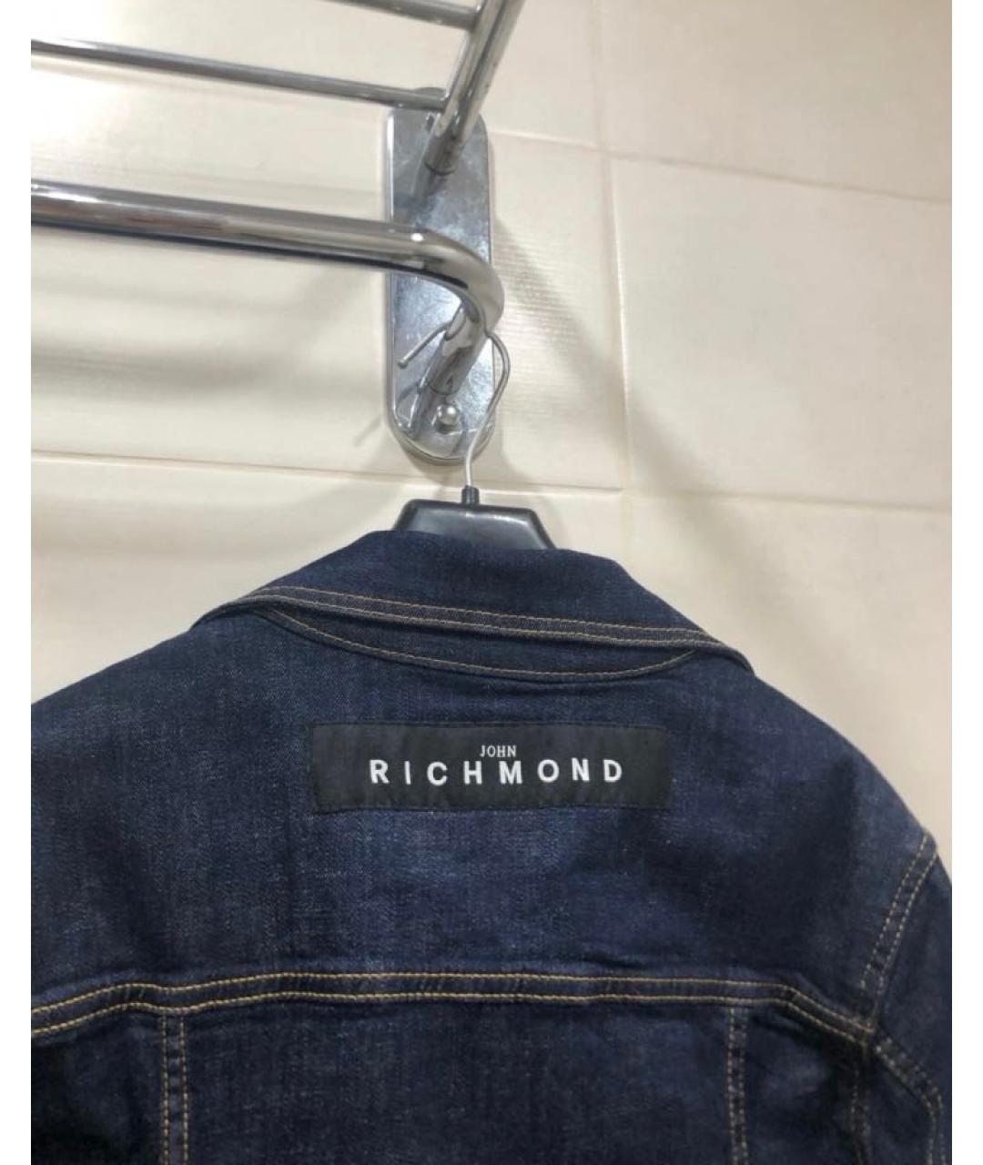 JOHN RICHMOND Темно-синяя хлопковая куртка, фото 8