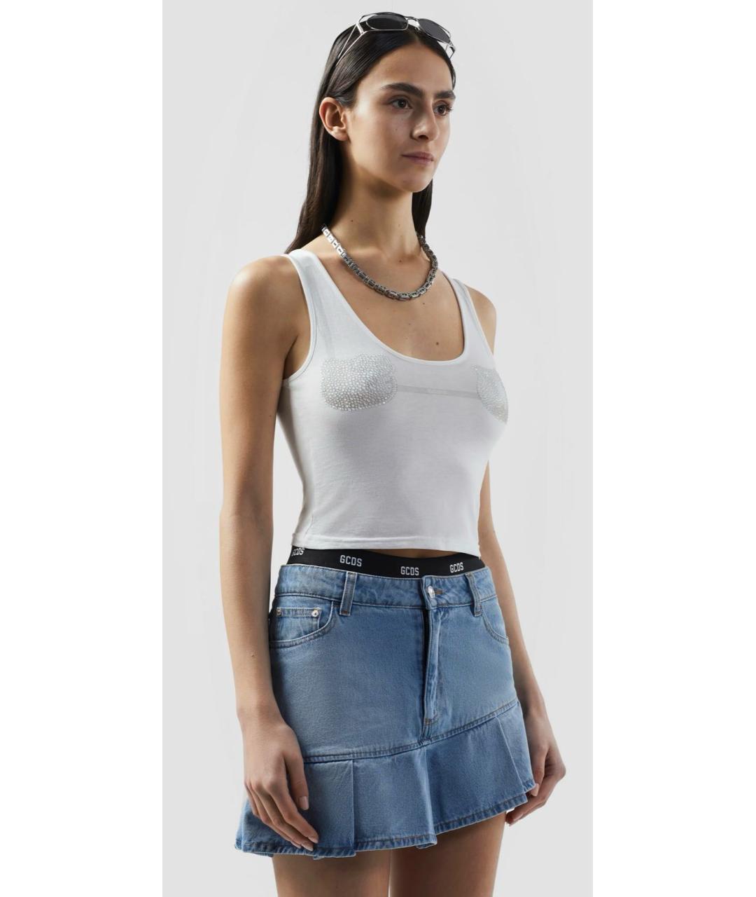 GCDS Белая хлопковая майка, фото 4