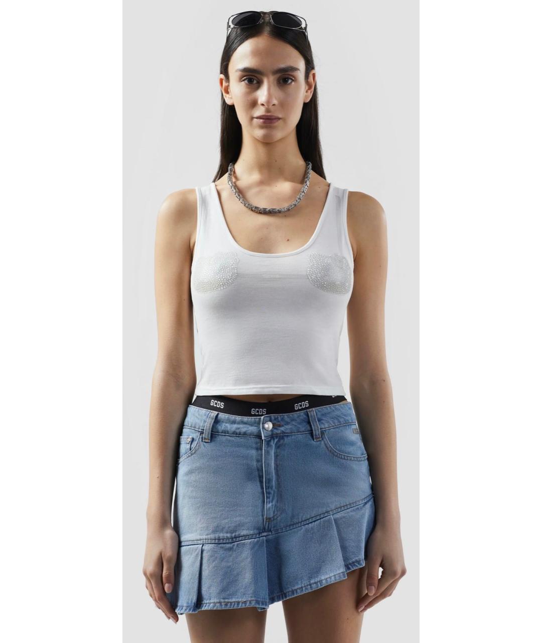 GCDS Белая хлопковая майка, фото 3