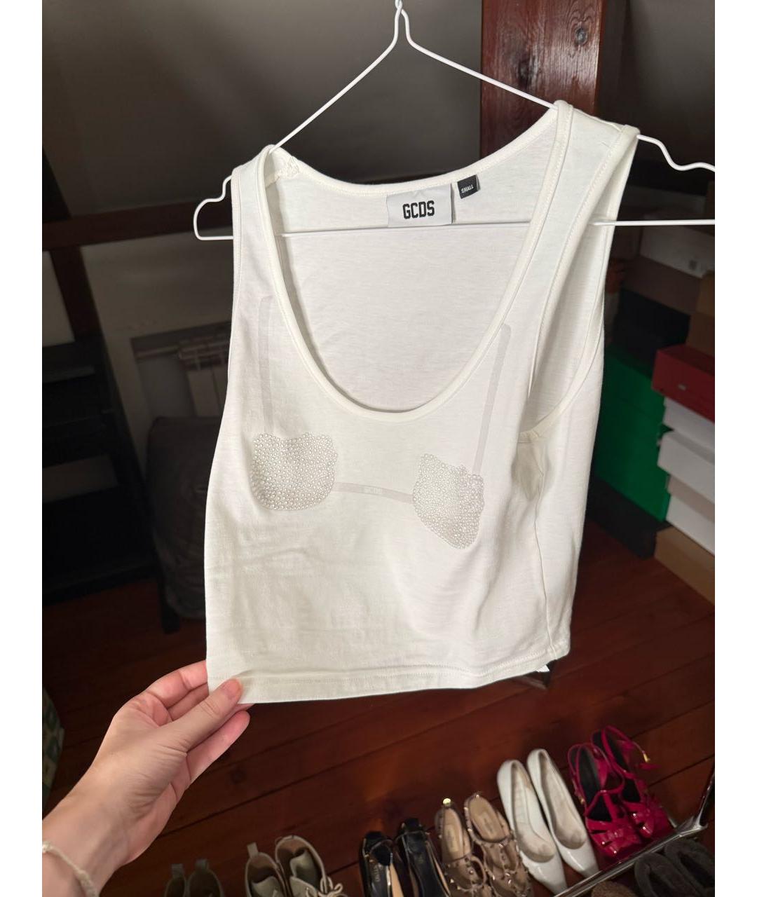 GCDS Белая хлопковая майка, фото 7