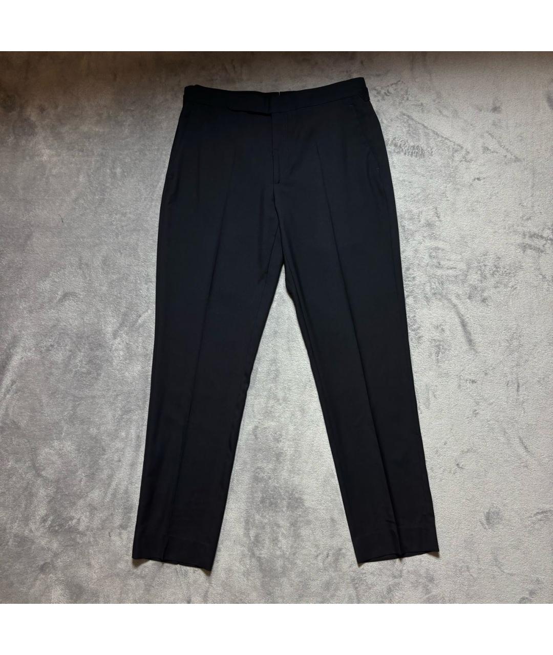 RALPH LAUREN PURPLE LABEL Темно-синие шерстяные классические брюки, фото 8