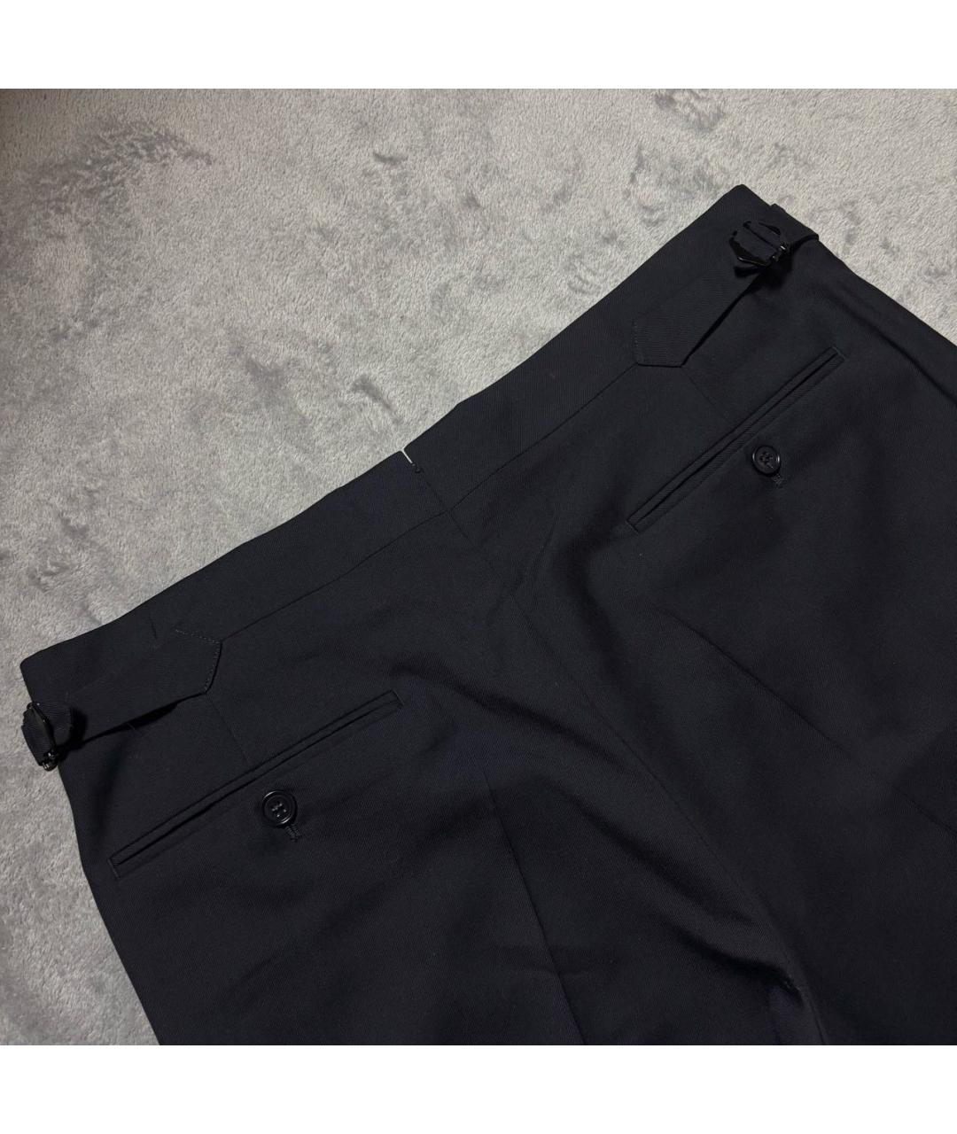 RALPH LAUREN PURPLE LABEL Темно-синие шерстяные классические брюки, фото 4