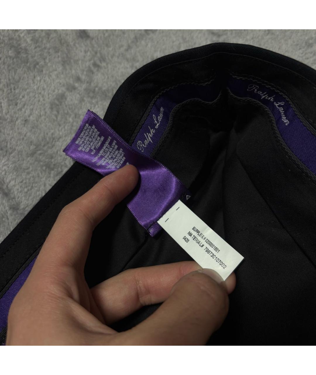 RALPH LAUREN PURPLE LABEL Темно-синие шерстяные классические брюки, фото 6