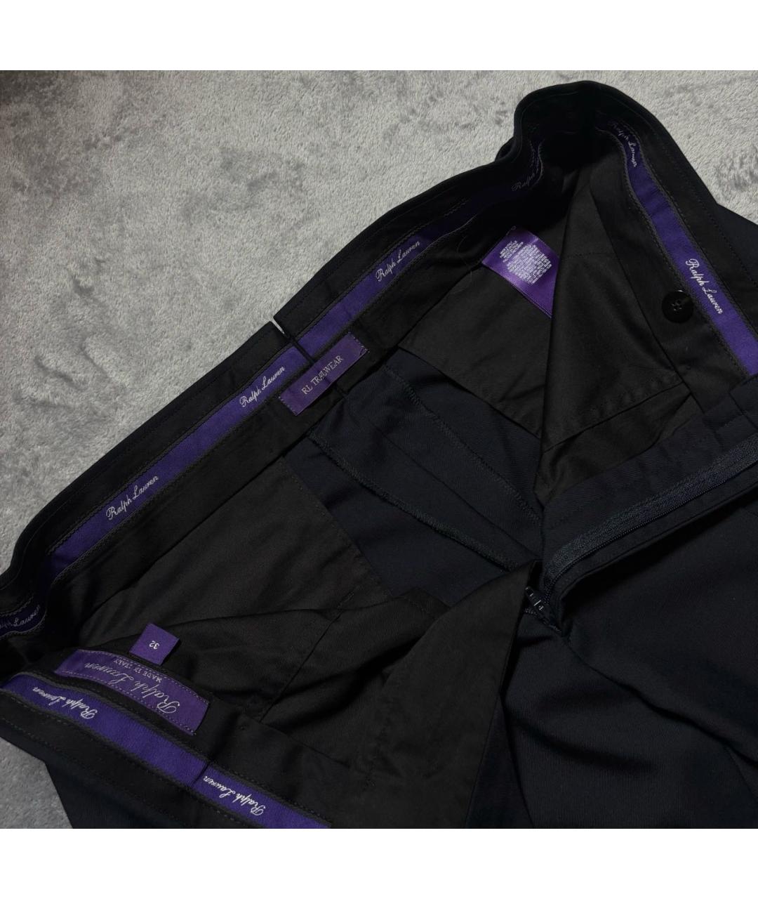 RALPH LAUREN PURPLE LABEL Темно-синие шерстяные классические брюки, фото 3