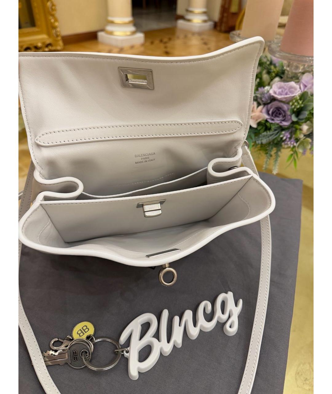 BALENCIAGA Белая кожаная сумка через плечо, фото 4