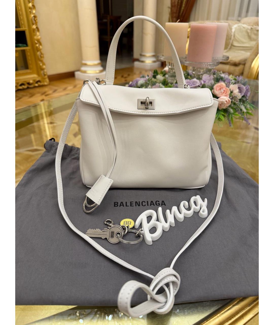 BALENCIAGA Белая кожаная сумка через плечо, фото 7