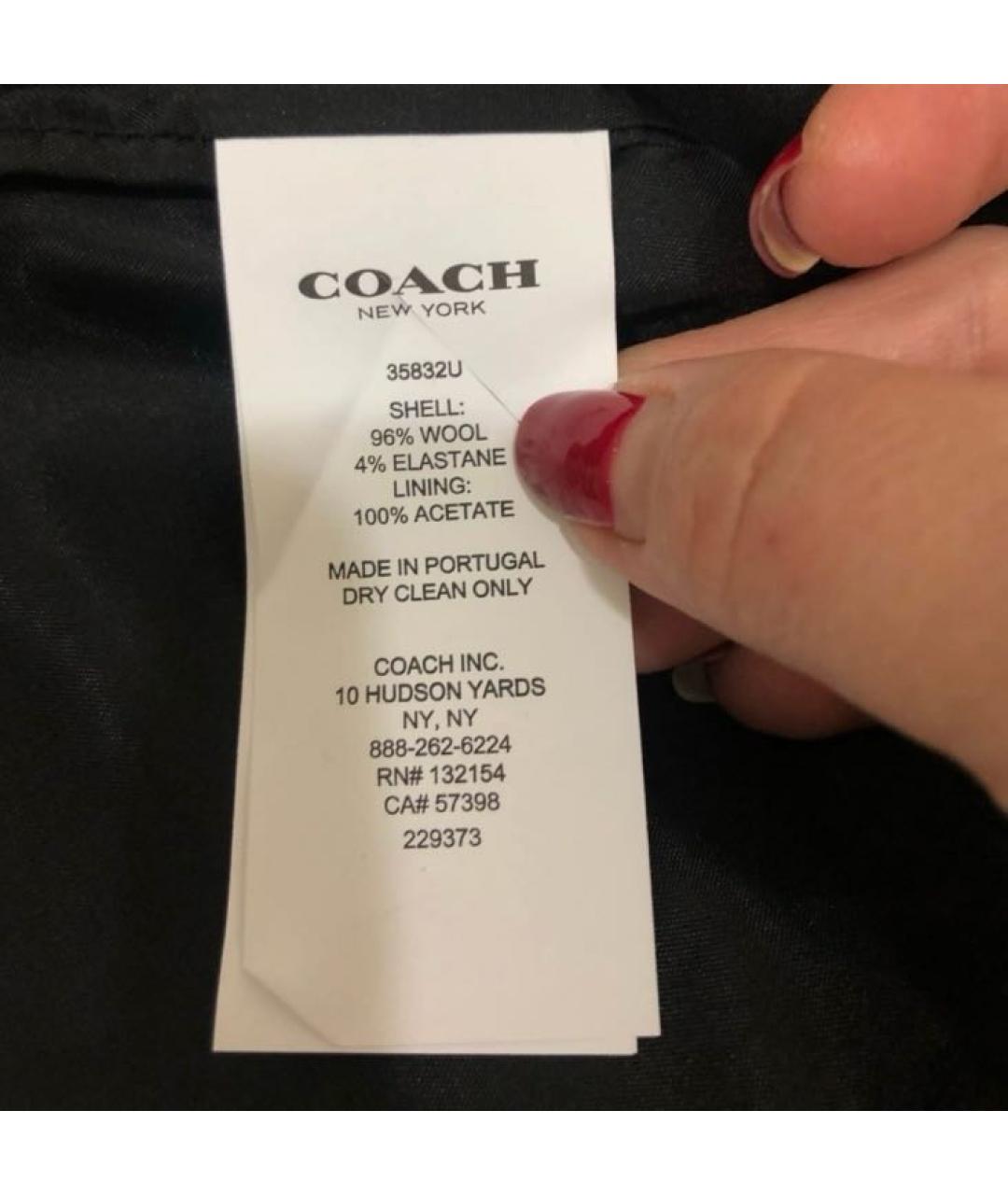 COACH Черная шерстяная юбка мини, фото 6